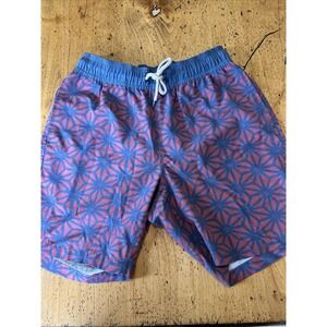 FAHERTY Mens Swimwear SBlue Pull On Swim Trunks Blue/Red Pattern BEACON 7"